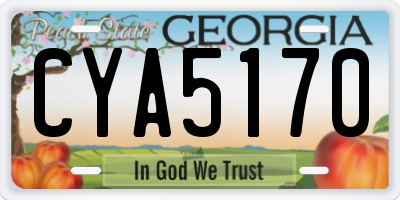 GA license plate CYA5170
