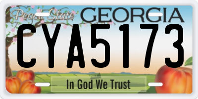 GA license plate CYA5173