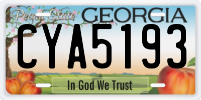 GA license plate CYA5193