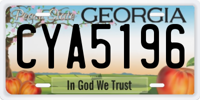 GA license plate CYA5196