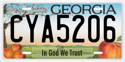 GA license plate CYA5206