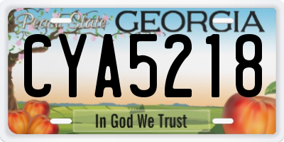 GA license plate CYA5218