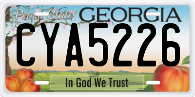 GA license plate CYA5226