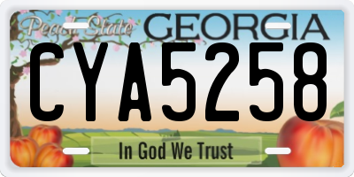 GA license plate CYA5258