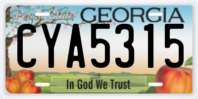GA license plate CYA5315