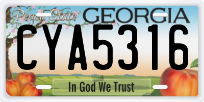 GA license plate CYA5316