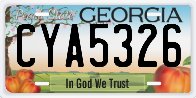 GA license plate CYA5326
