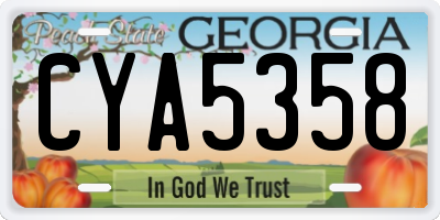 GA license plate CYA5358