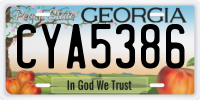 GA license plate CYA5386