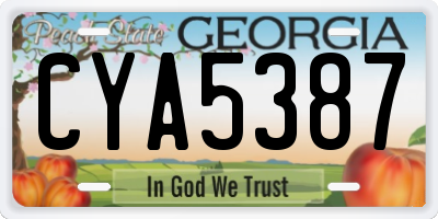 GA license plate CYA5387