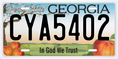 GA license plate CYA5402