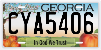GA license plate CYA5406