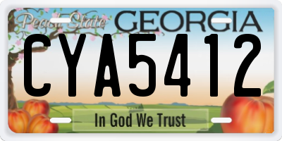 GA license plate CYA5412