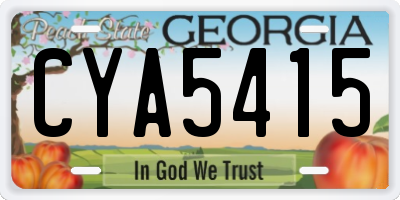 GA license plate CYA5415