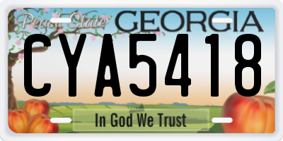 GA license plate CYA5418