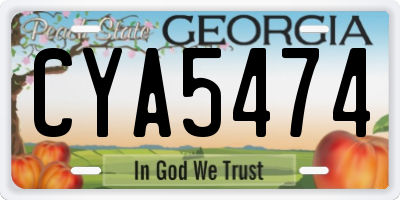 GA license plate CYA5474