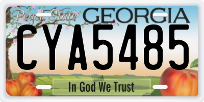 GA license plate CYA5485
