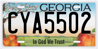 GA license plate CYA5502