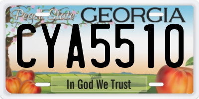 GA license plate CYA5510