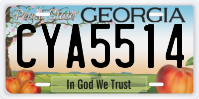 GA license plate CYA5514