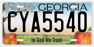 GA license plate CYA5540