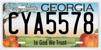 GA license plate CYA5578