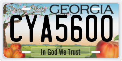 GA license plate CYA5600