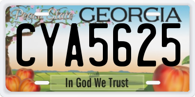 GA license plate CYA5625