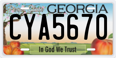 GA license plate CYA5670