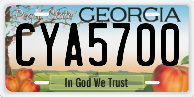 GA license plate CYA5700