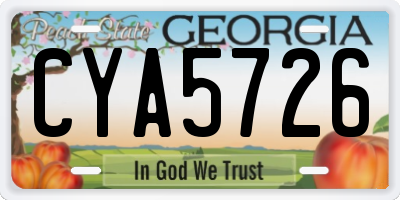 GA license plate CYA5726