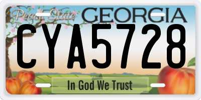 GA license plate CYA5728