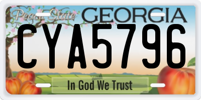 GA license plate CYA5796
