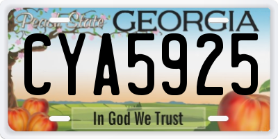 GA license plate CYA5925
