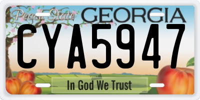 GA license plate CYA5947