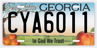 GA license plate CYA6011