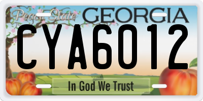 GA license plate CYA6012