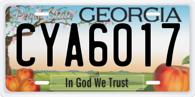 GA license plate CYA6017