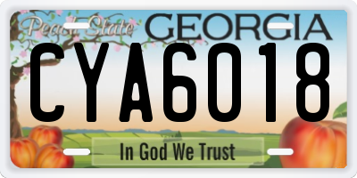 GA license plate CYA6018