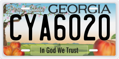 GA license plate CYA6020
