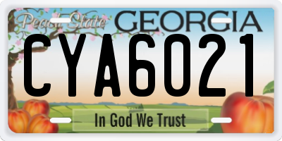 GA license plate CYA6021