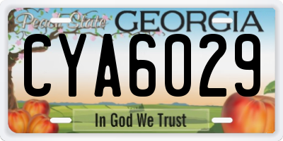 GA license plate CYA6029