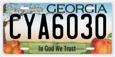 GA license plate CYA6030
