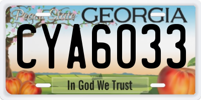 GA license plate CYA6033