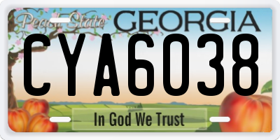 GA license plate CYA6038