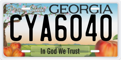 GA license plate CYA6040