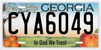 GA license plate CYA6049
