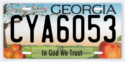 GA license plate CYA6053