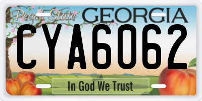 GA license plate CYA6062