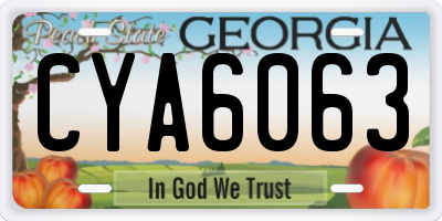 GA license plate CYA6063